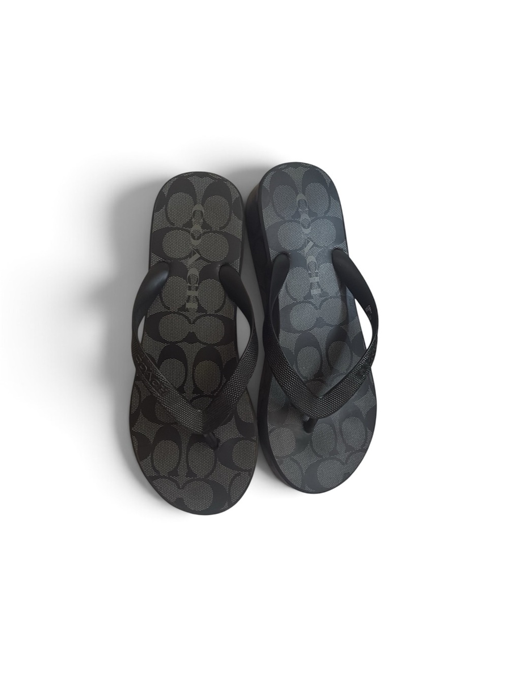 Coach Black & Charcoal Monogram Flip Flop Sandals